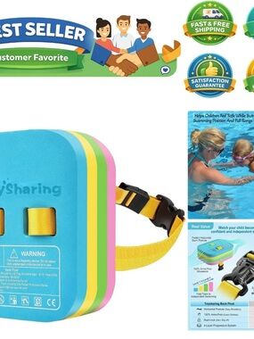 Toy Sharing Kids Swim Float Back Support - Blue/Pink/Green/Yellow